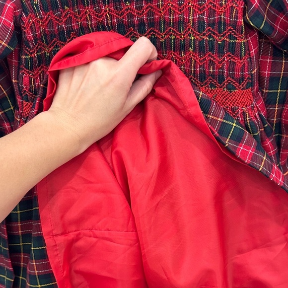 SARAH LOUISE Hand Smocked Embroidered Tartan Red Green Girls Holiday Dress NWT - Picture 6 of 7